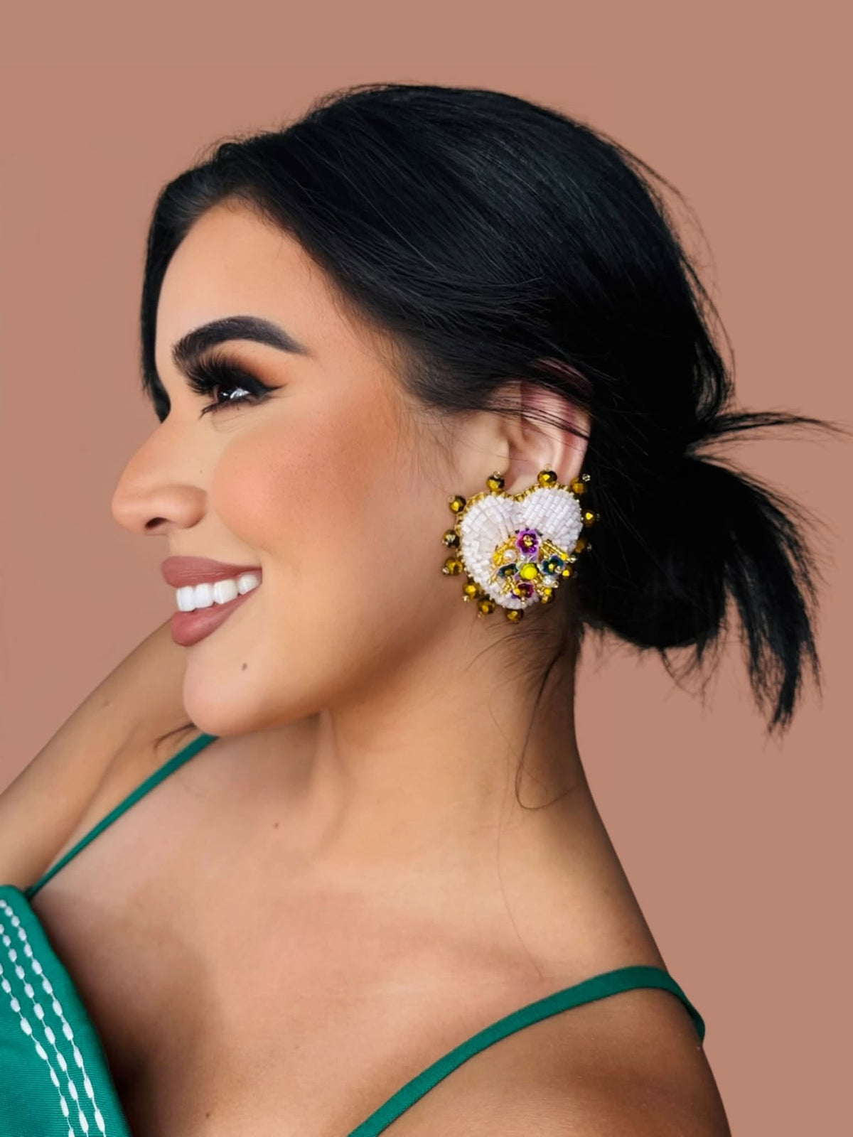 Antonella Beaded Heart Earrings