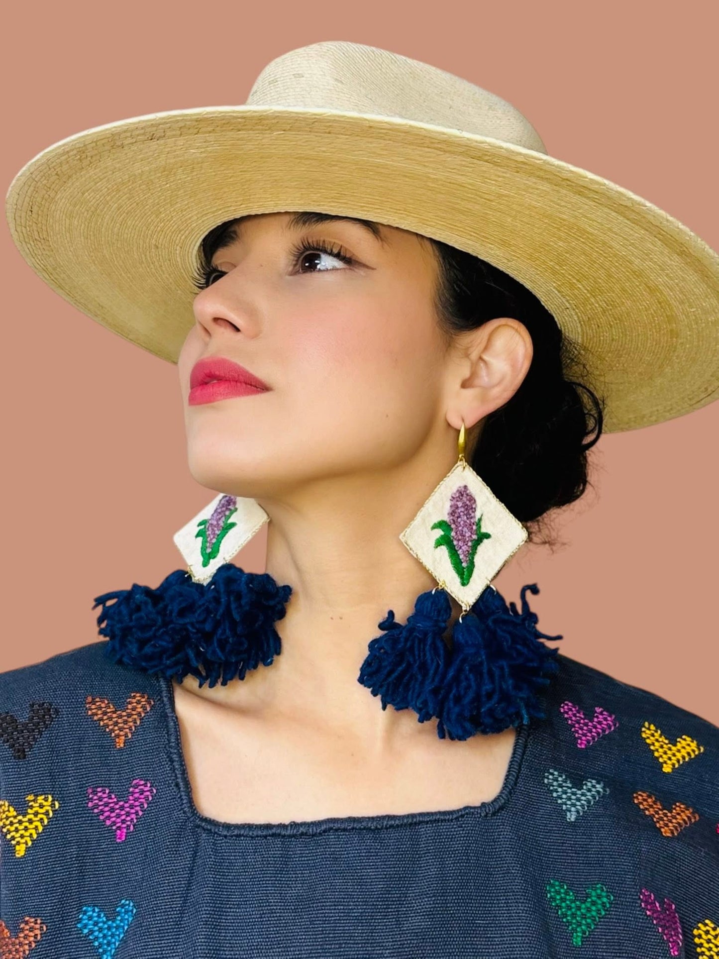 Maiz Embroidered Statement Earrings