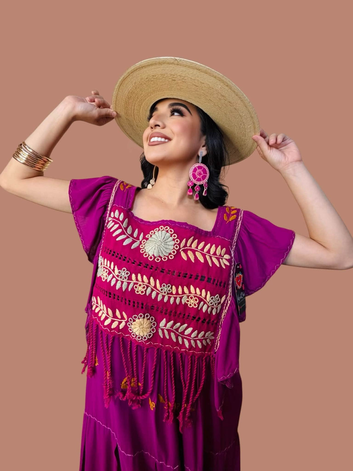 Pamela Rococo Embroidered Dress- Purple