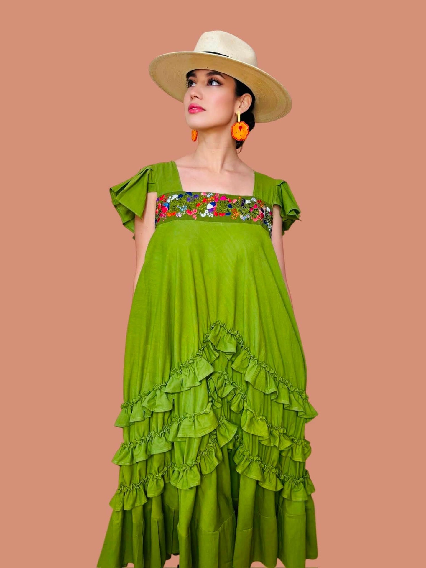 Rocio Oaxaca Dress- Olive Green
