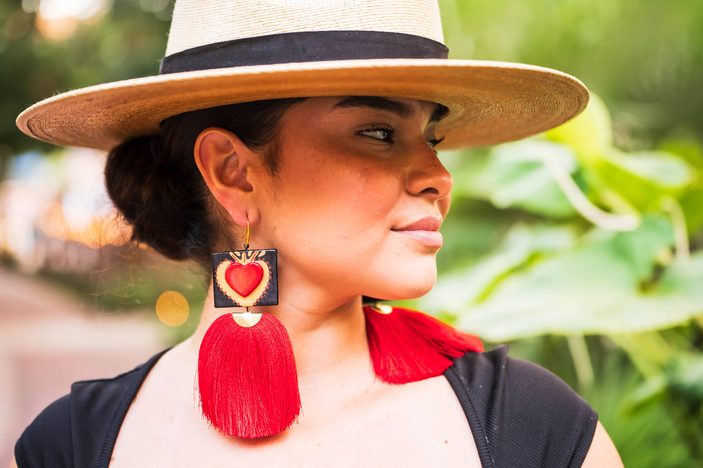 Amor Hand-Painted Papier Mâché Earrings