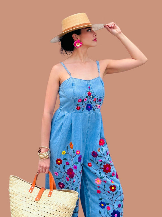 Nelly Denim Embroidered Jumpsuit