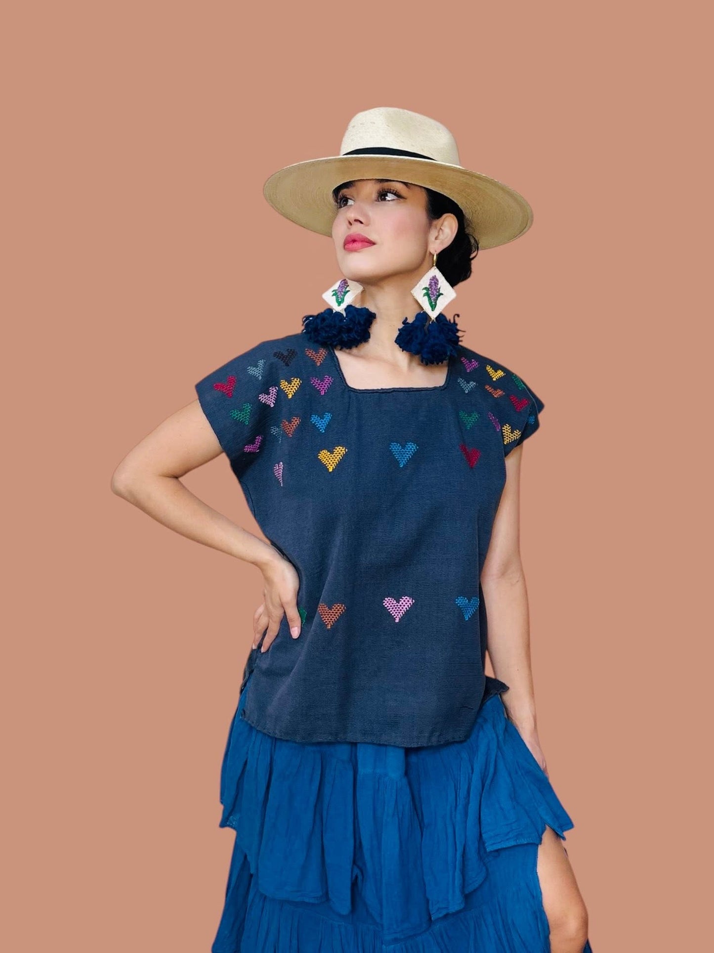 Luisa Heart Embroidered Huipil