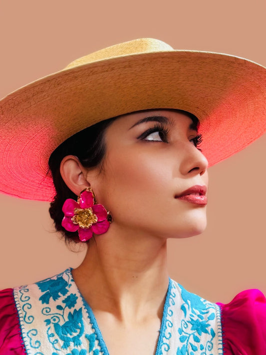Lorena Hot Pink Flower Earrings