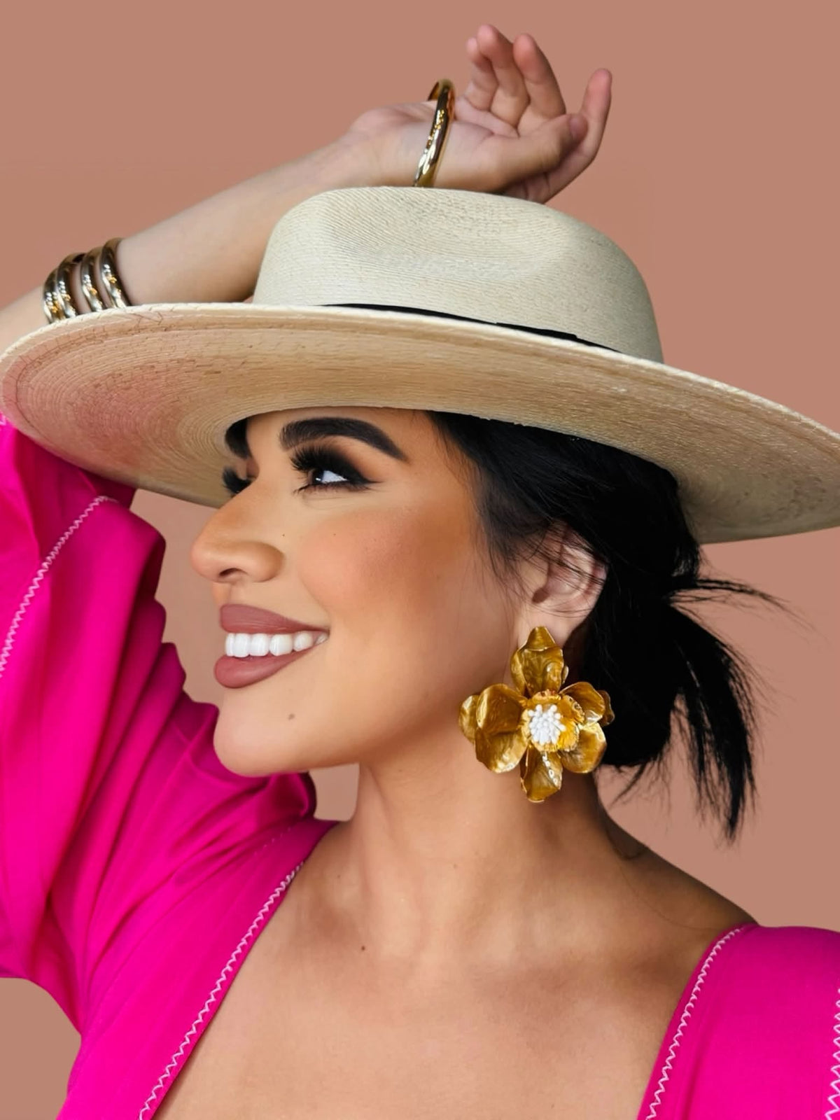 Lucia Gold Flower Earrings