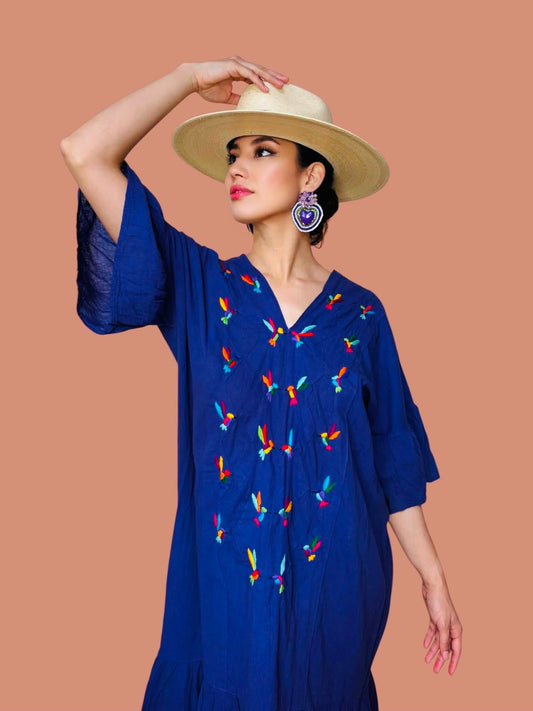 Purple Colibri Huipil Dress