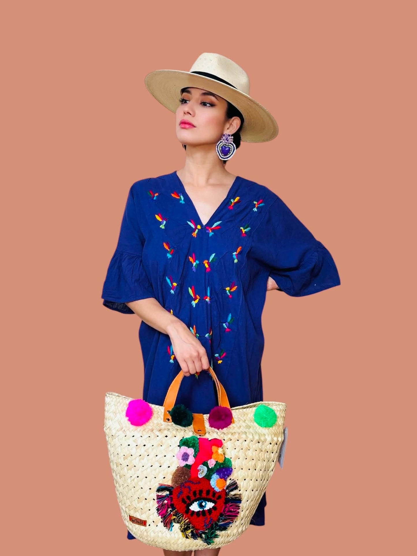 Purple Colibri Huipil Dress