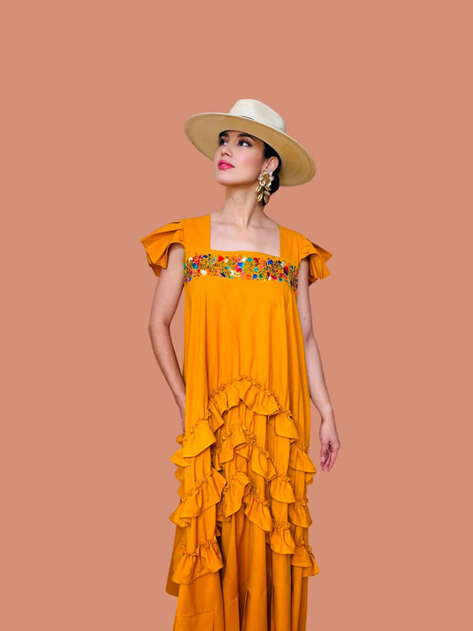 Rocio Oaxaca Dress- Yellow