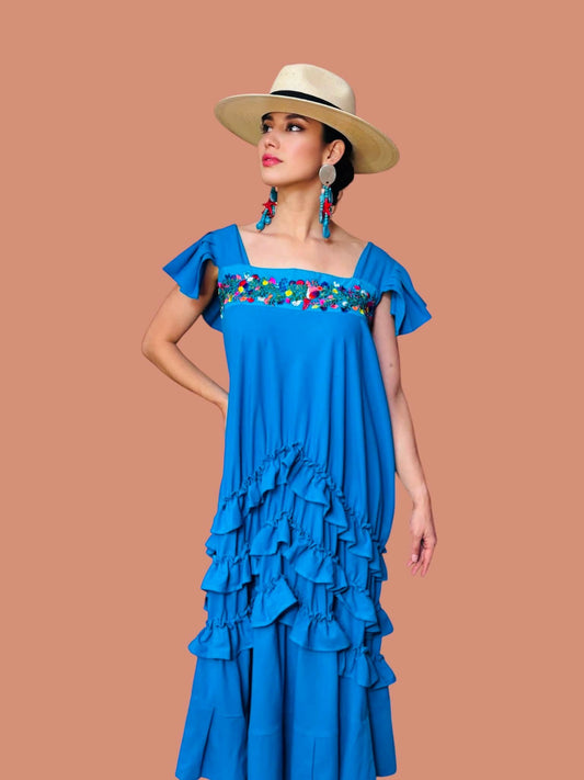 Rocio Oaxaca Dress- Blue