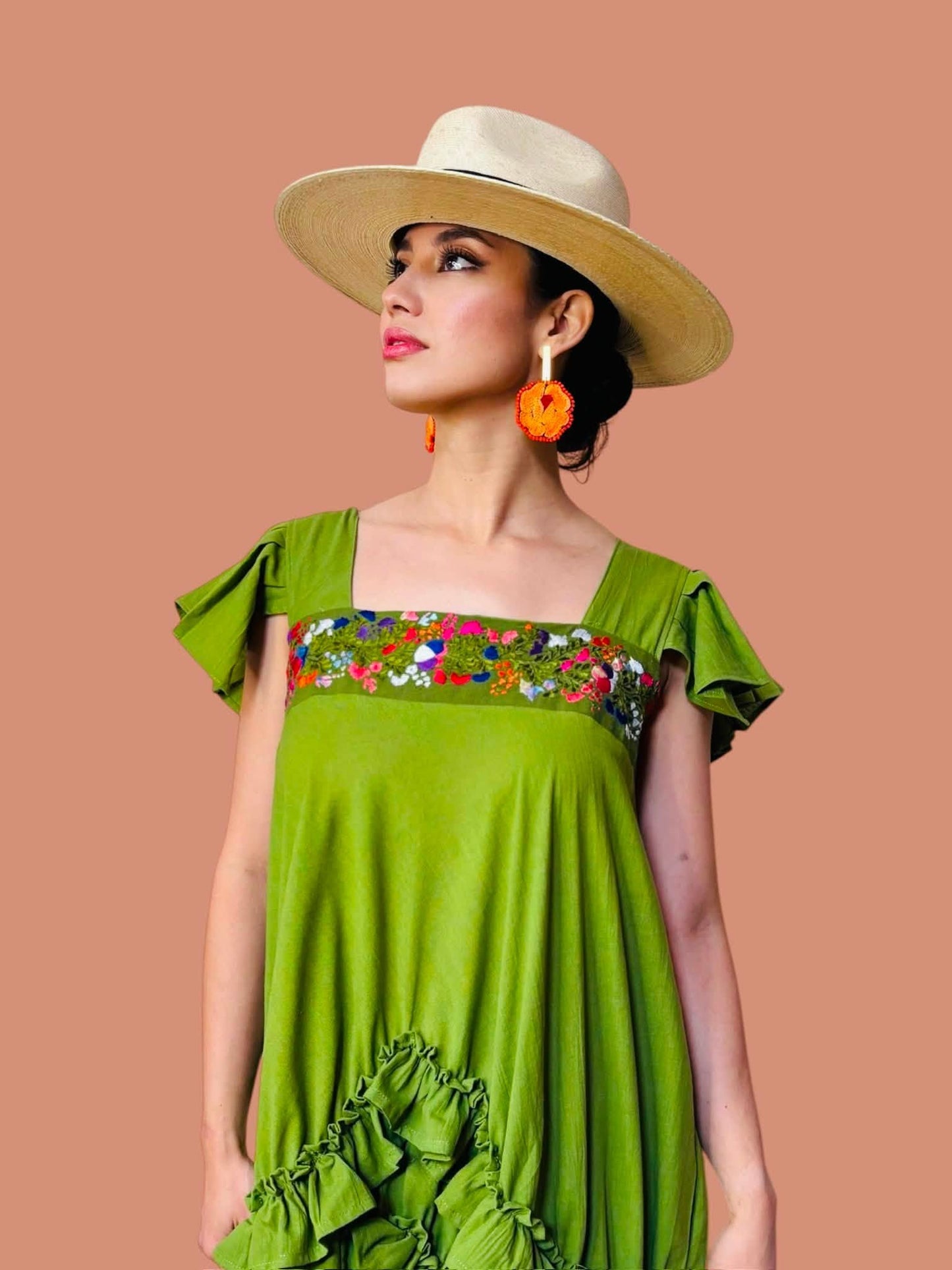 Rocio Oaxaca Dress- Olive Green