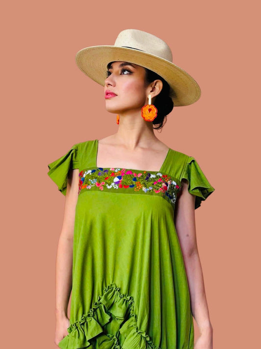 Rocio Oaxaca Dress- Olive Green