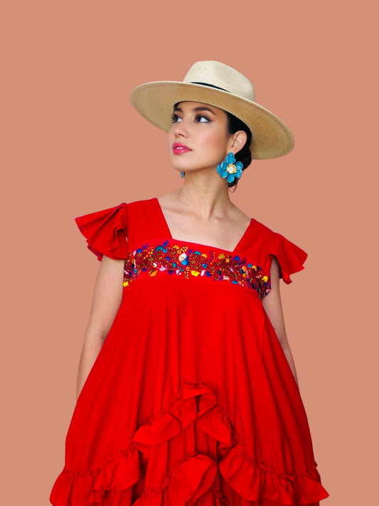 Rocio Oaxaca Dress- Red
