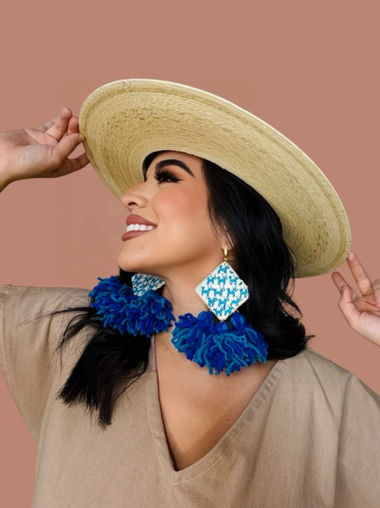 Renata Embroidered Tassel Earrings