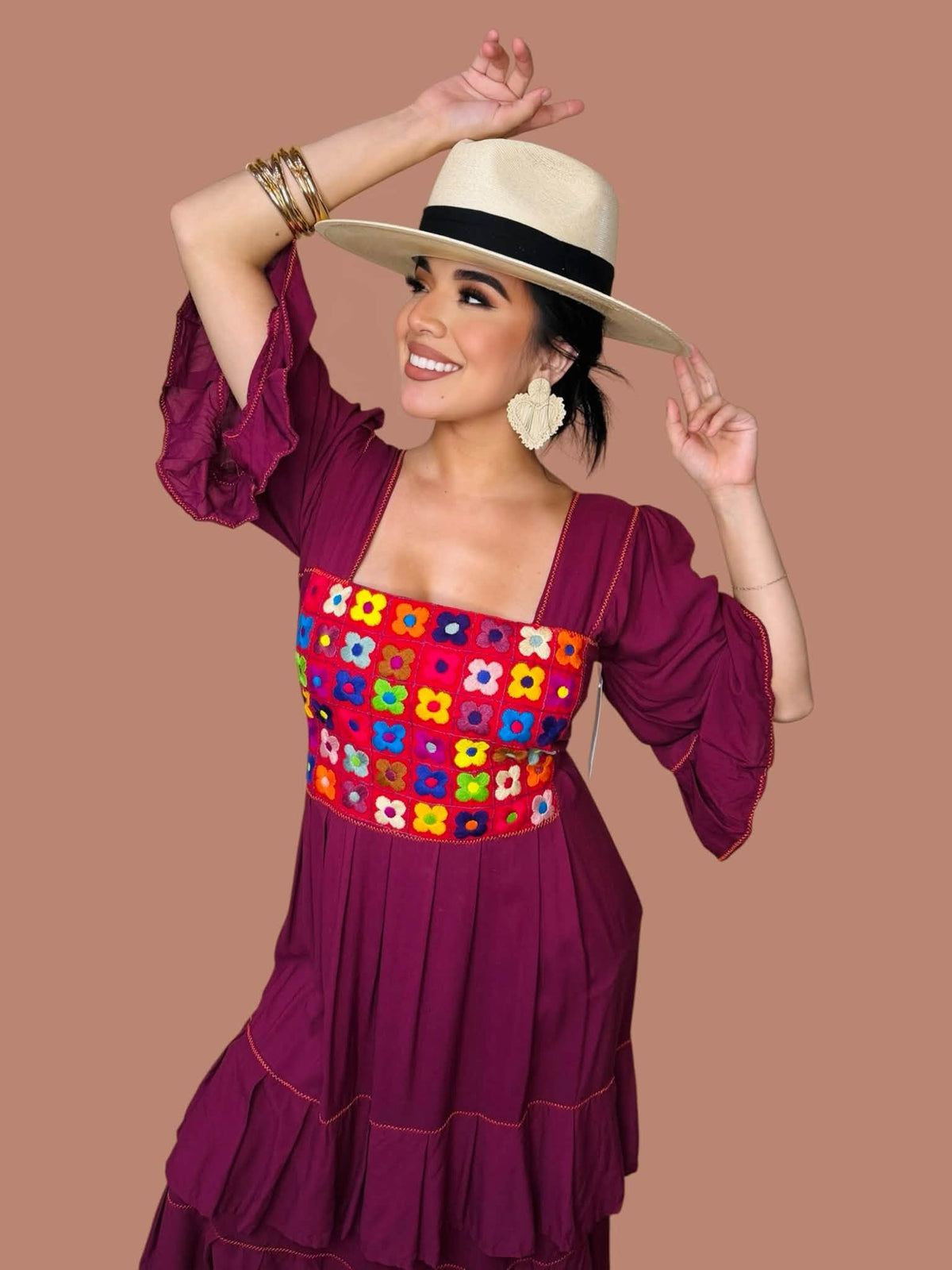 Vicenta Embroidered Dress- Purple
