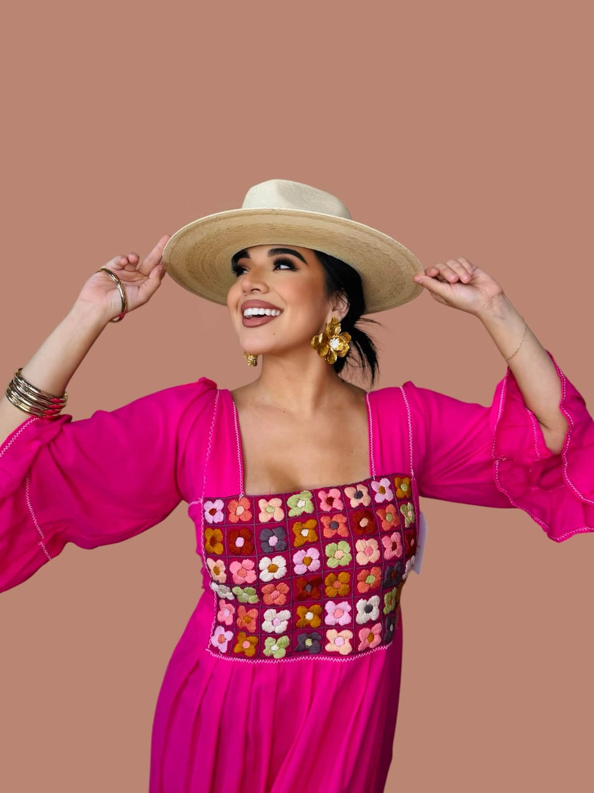 Vicenta Embroidered Dress-Pink